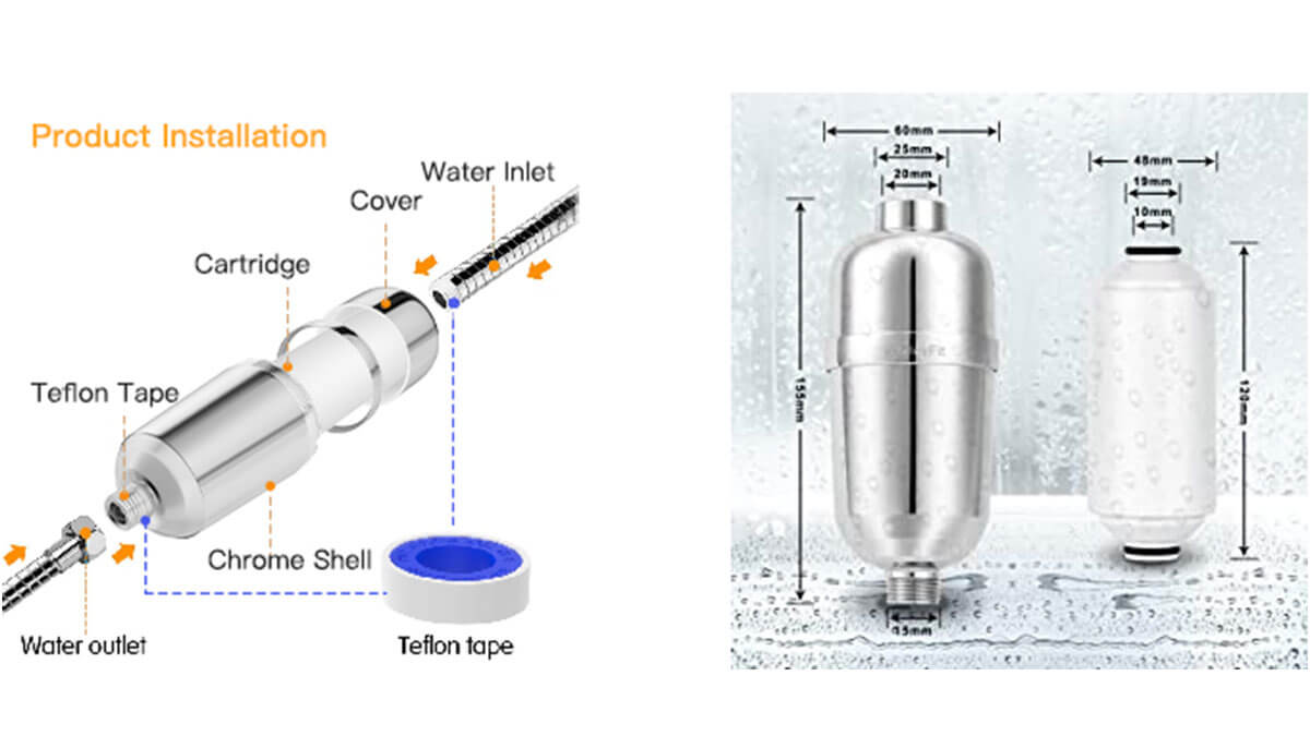 Installing Aminac shower filter onto shower pipe